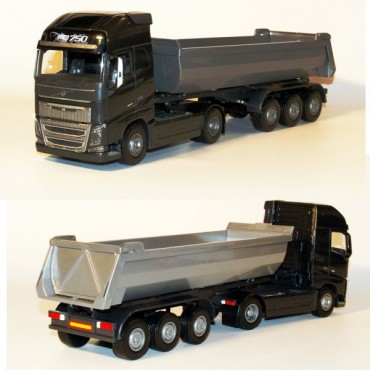 Emek Volvo FH (New) 2-As Zwart met Grijze 3-As Kieper - EM22353