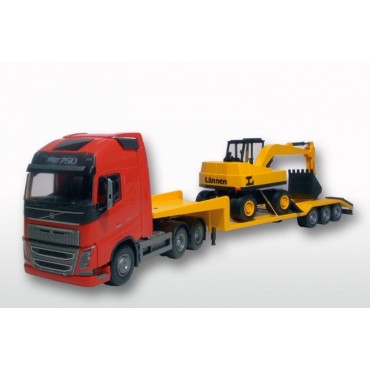 Emek Volvo FH (New) met 3-As Dieplader en Shovel - Rood